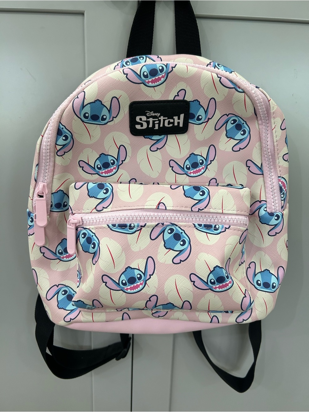 Disney Stitch Pink Tropical Leaf Mini Backpack All Over Print School Casual